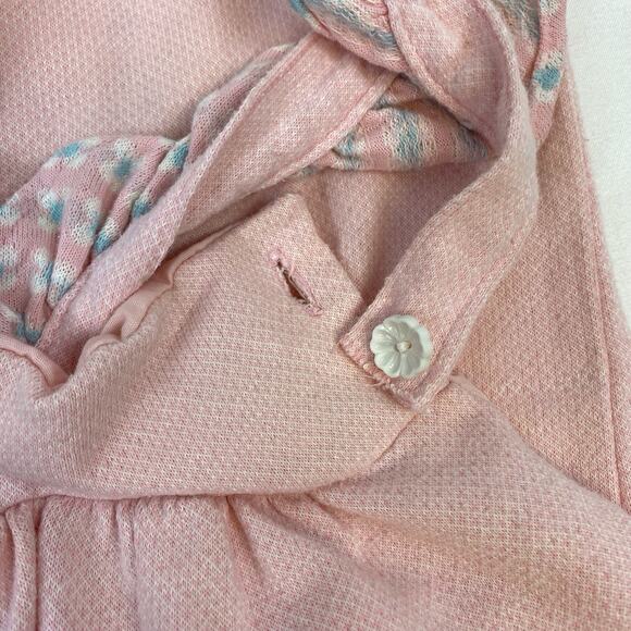 Vintage Health-Tex Baby Overalls Pink Floral Ruffle Applique Snaps Size 18 Month - Picture 8 of 10
